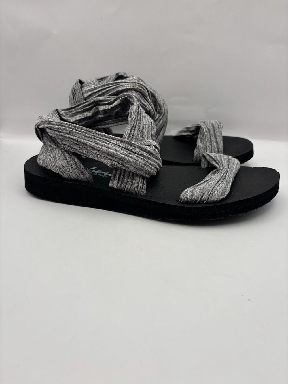 Skechers Meditation Still Sky Gray Sandals Women Size 9